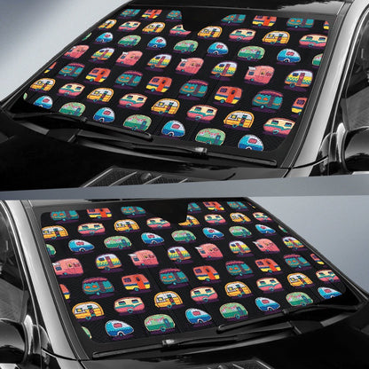 Camper Camping Pattern Car Sun Shade-JorJune