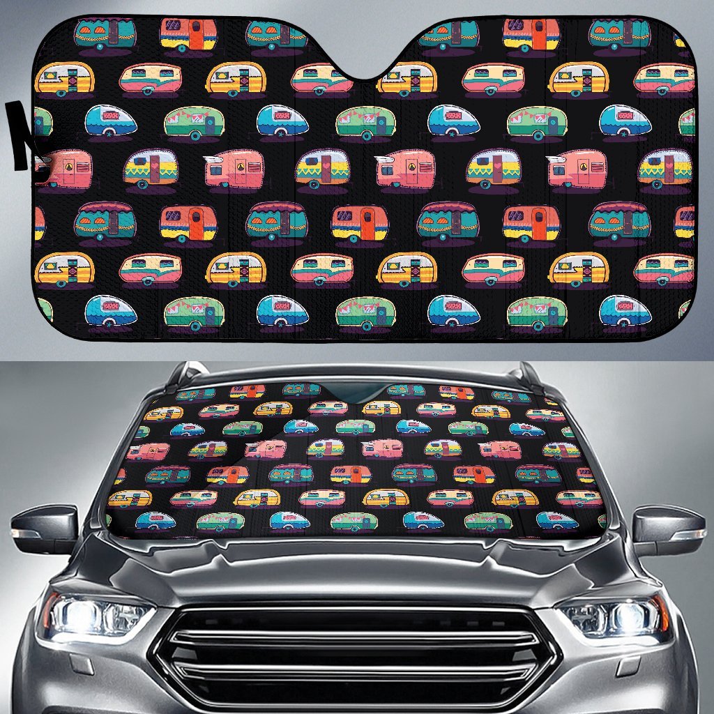 Camper Camping Pattern Car Sun Shade-JorJune