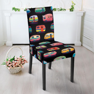 Camper Camping Pattern Dining Chair Slipcover-JORJUNE.COM