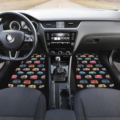 Camper Camping Pattern Front and Back Car Floor Mats