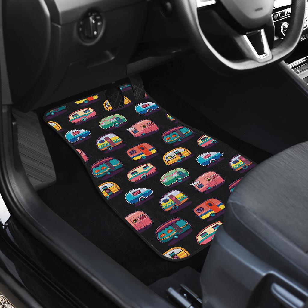 Camper Camping Pattern Front and Back Car Floor Mats