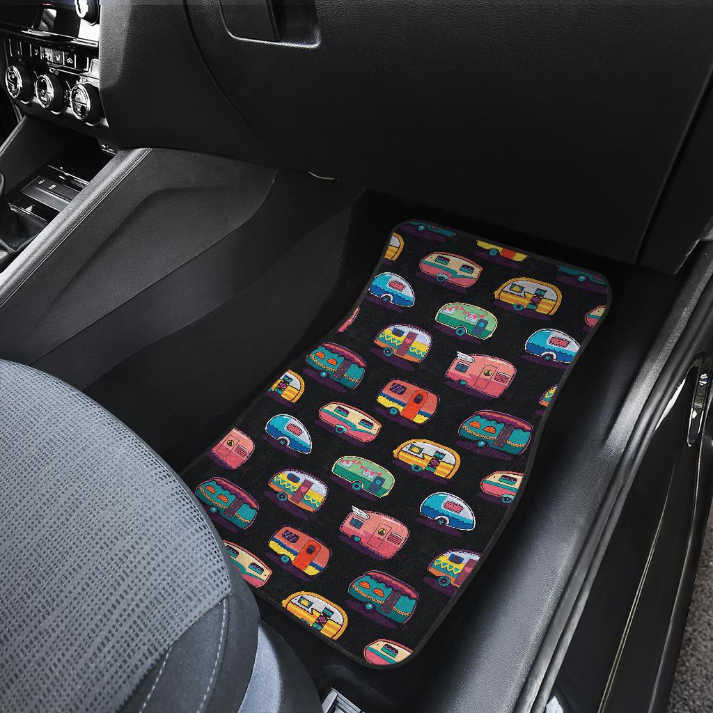 Camper Camping Pattern Front and Back Car Floor Mats