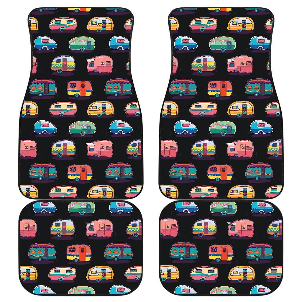 Camper Camping Pattern Front and Back Car Floor Mats