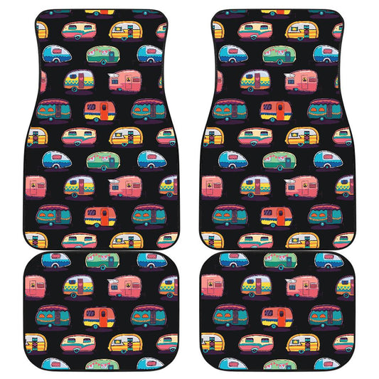 Camper Camping Pattern Front and Back Car Floor Mats