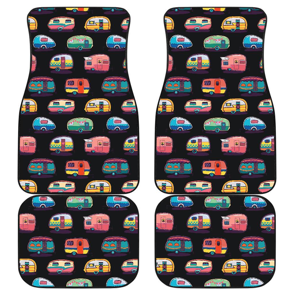 Camper Camping Pattern Front and Back Car Floor Mats