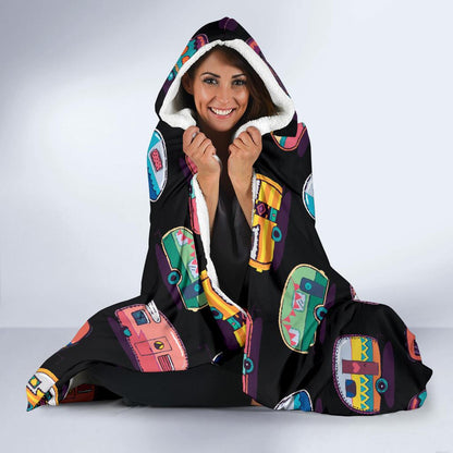 Camper Camping Pattern Hooded Blanket-JORJUNE.COM