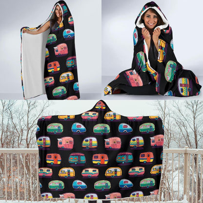 Camper Camping Pattern Hooded Blanket-JORJUNE.COM