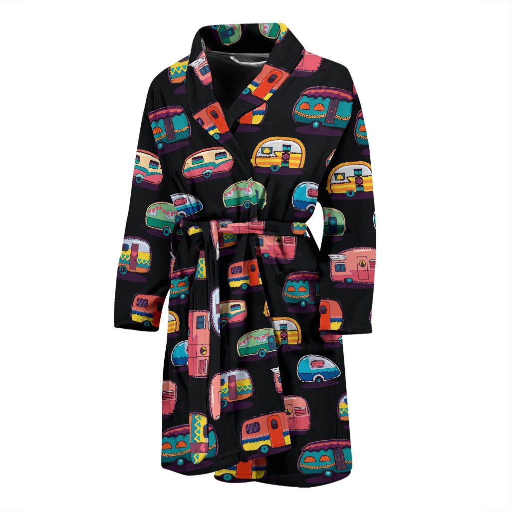 Camper Camping Pattern Men Bath Robe