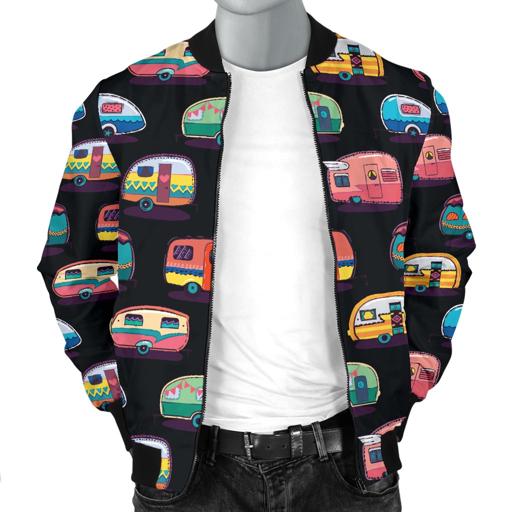 Camper Camping Pattern Men Casual Bomber Jacket