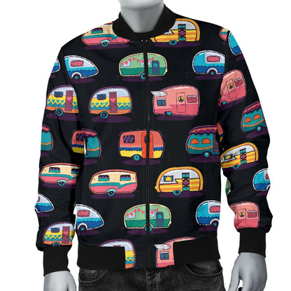 Camper Camping Pattern Men Casual Bomber Jacket