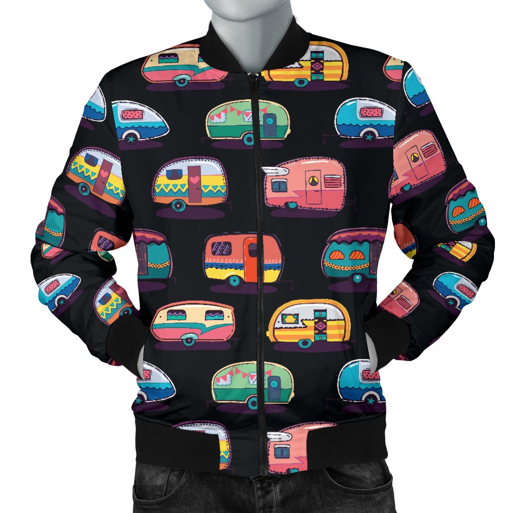 Camper Camping Pattern Men Casual Bomber Jacket