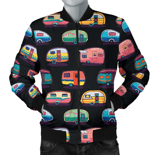 Camper Camping Pattern Men Casual Bomber Jacket