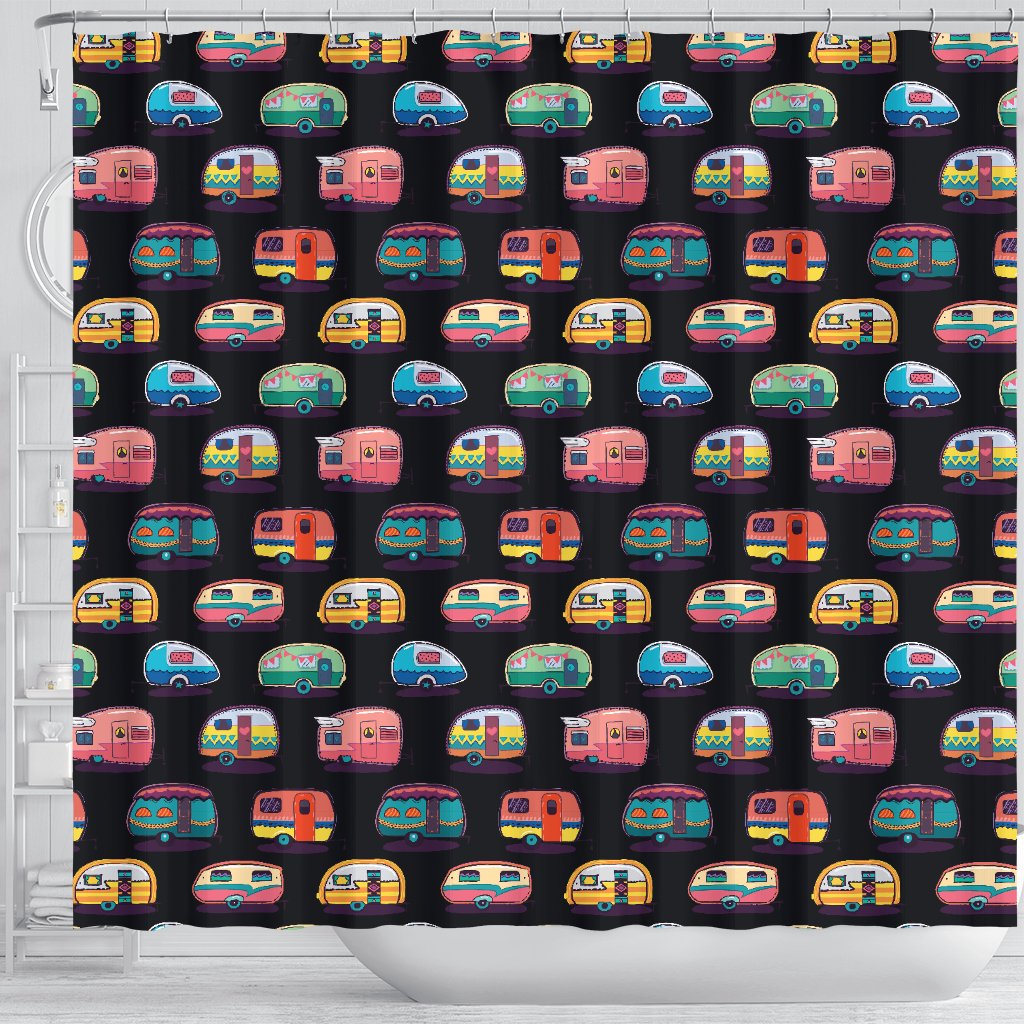 Camper Camping Pattern Shower Curtain