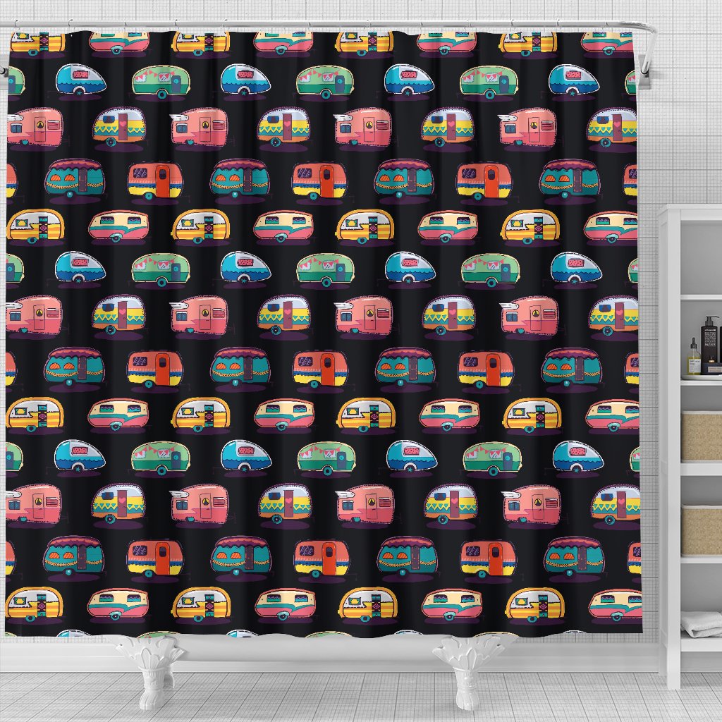 Camper Camping Pattern Shower Curtain
