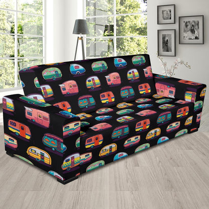 Camper Camping Pattern Sofa Slipcover-JORJUNE.COM