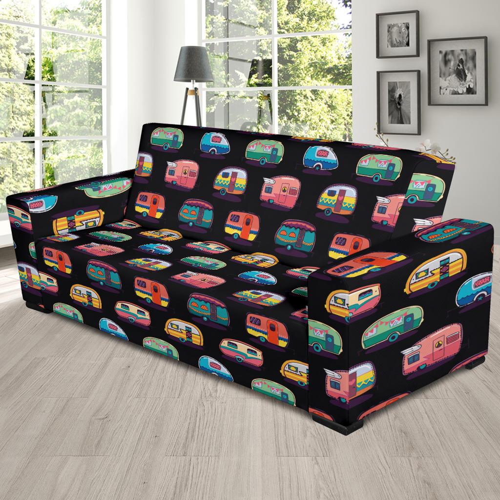 Camper Camping Pattern Sofa Slipcover-JORJUNE.COM