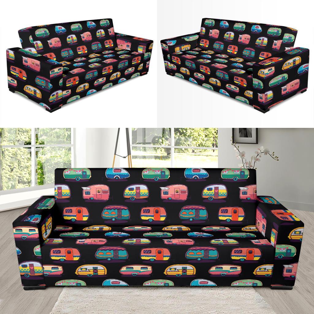 Camper Camping Pattern Sofa Slipcover-JORJUNE.COM