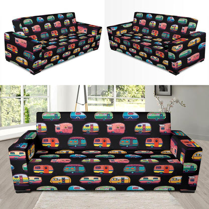 Camper Camping Pattern Sofa Slipcover-JORJUNE.COM