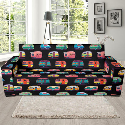 Camper Camping Pattern Sofa Slipcover-JORJUNE.COM