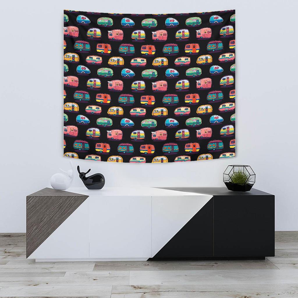 Camper Camping Pattern Tapestry