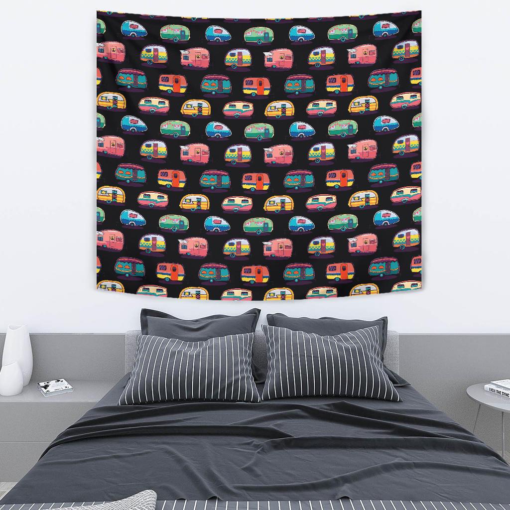 Camper Camping Pattern Tapestry