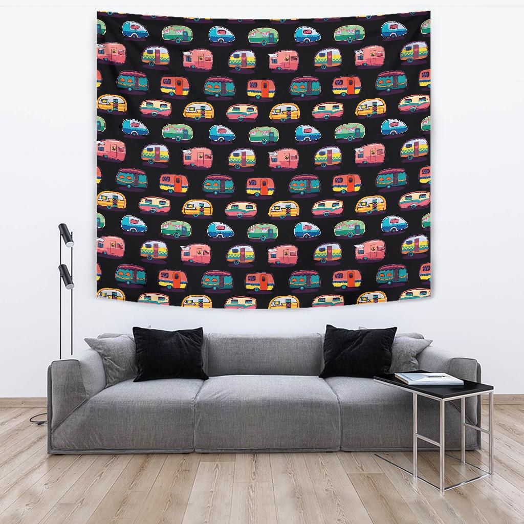 Camper Camping Pattern Tapestry