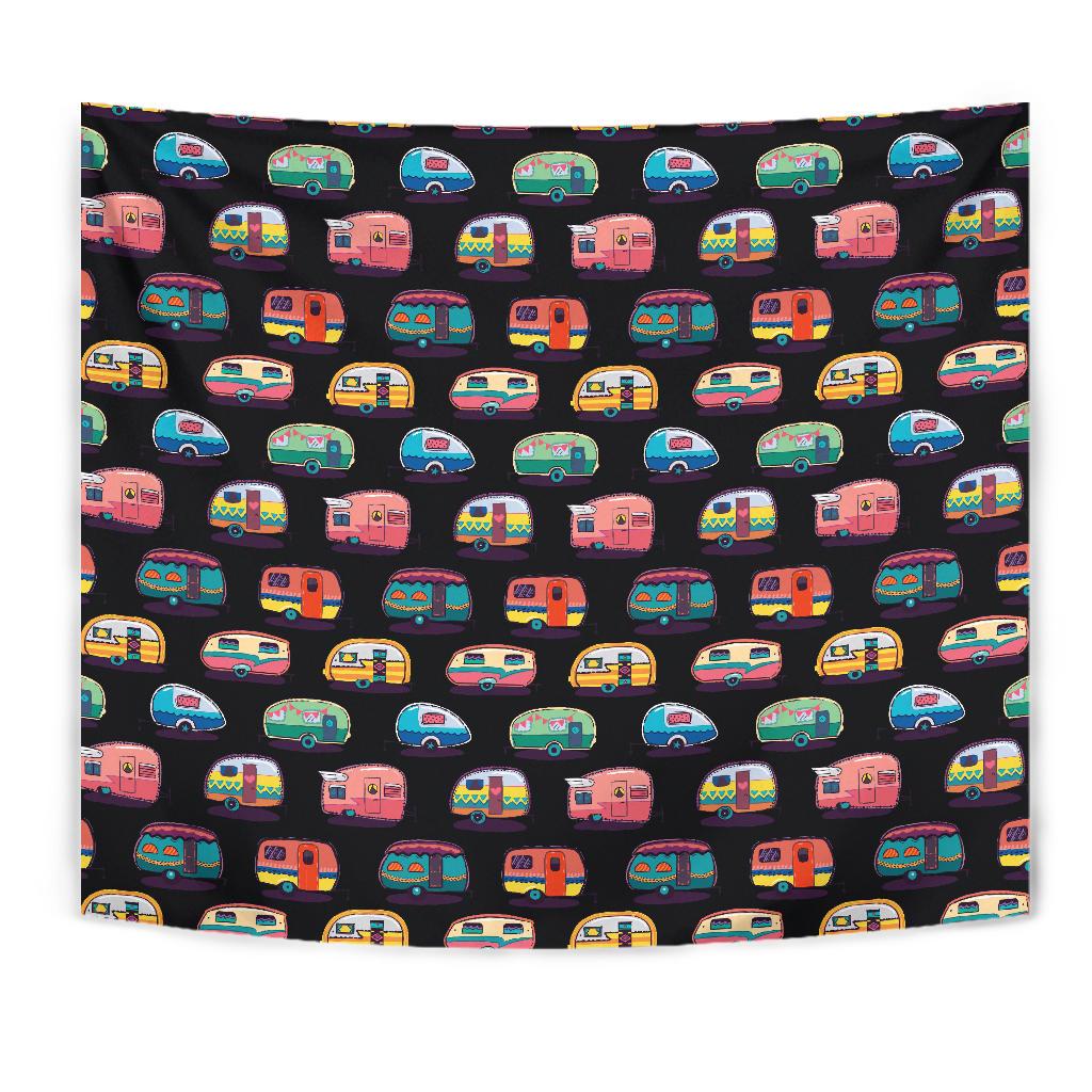Camper Camping Pattern Tapestry
