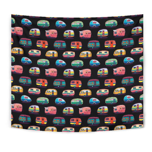 Camper Camping Pattern Tapestry