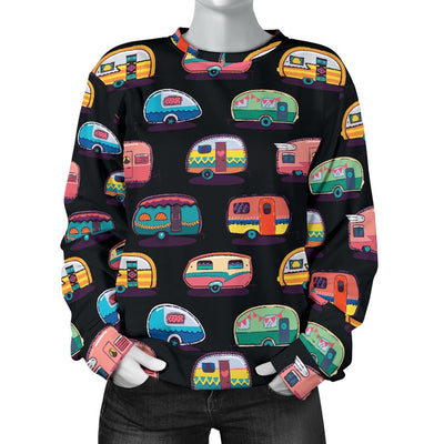 Camper Camping Pattern Women Crewneck Sweatshirt