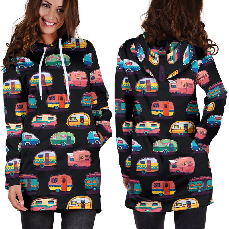 Camper Camping Pattern Women Hoodie Dress