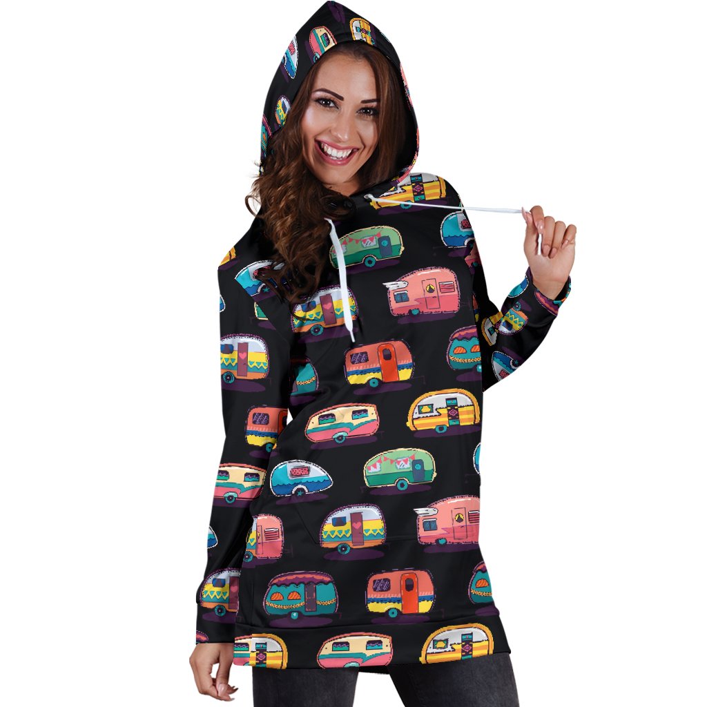 Camper Camping Pattern Women Hoodie Dress