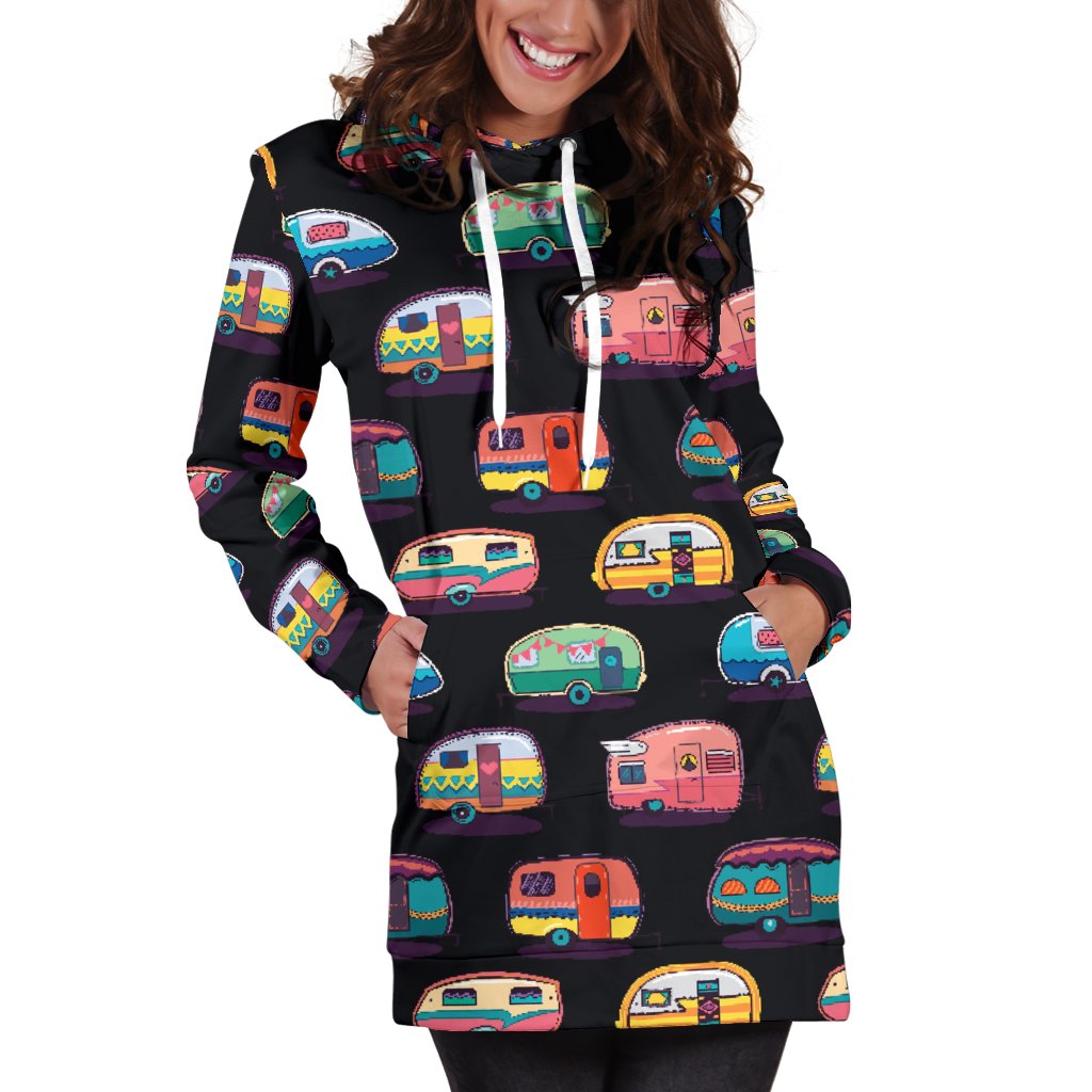 Camper Camping Pattern Women Hoodie Dress