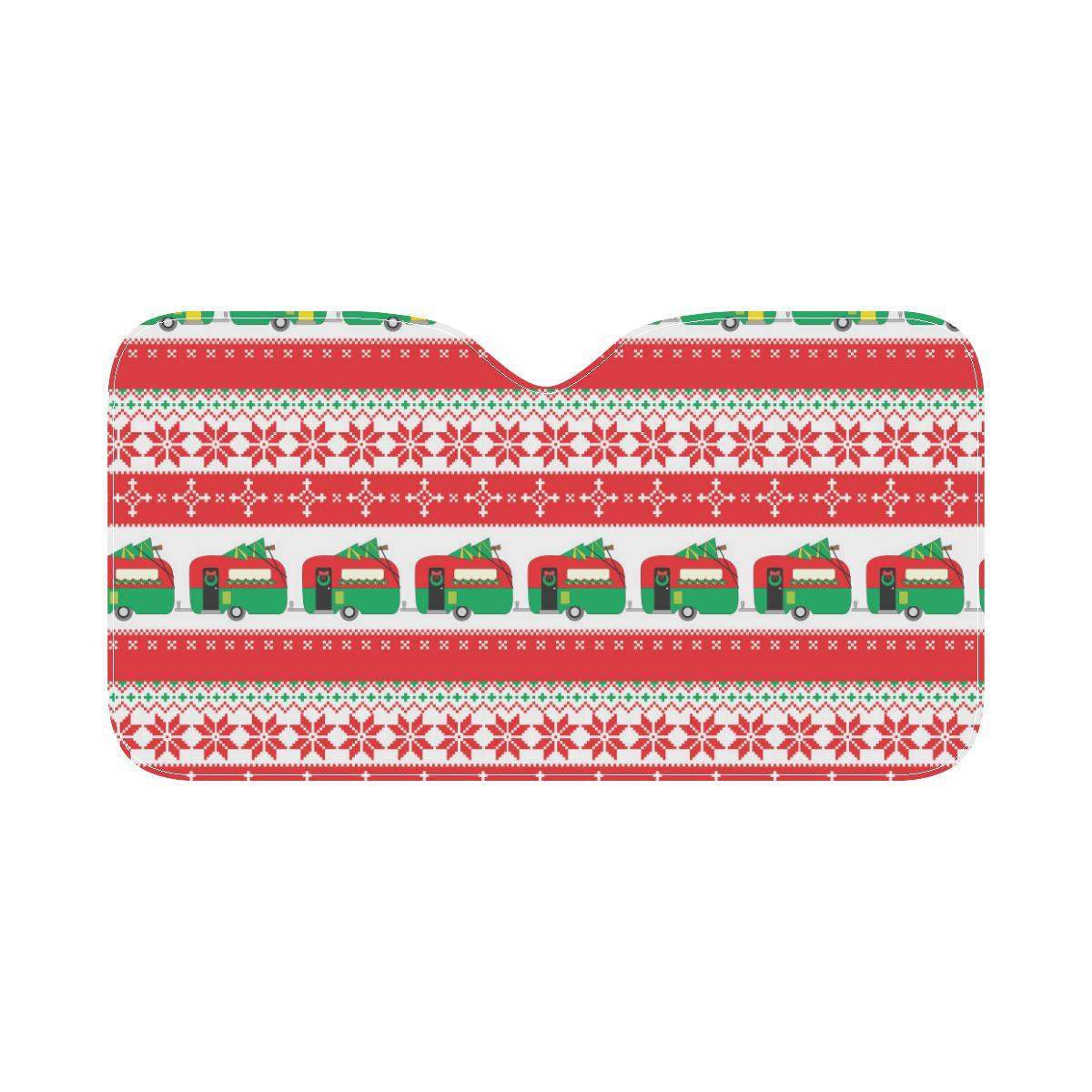 Camper Camping Ugly Christmas Design Print Car Sun Shade-JorJune
