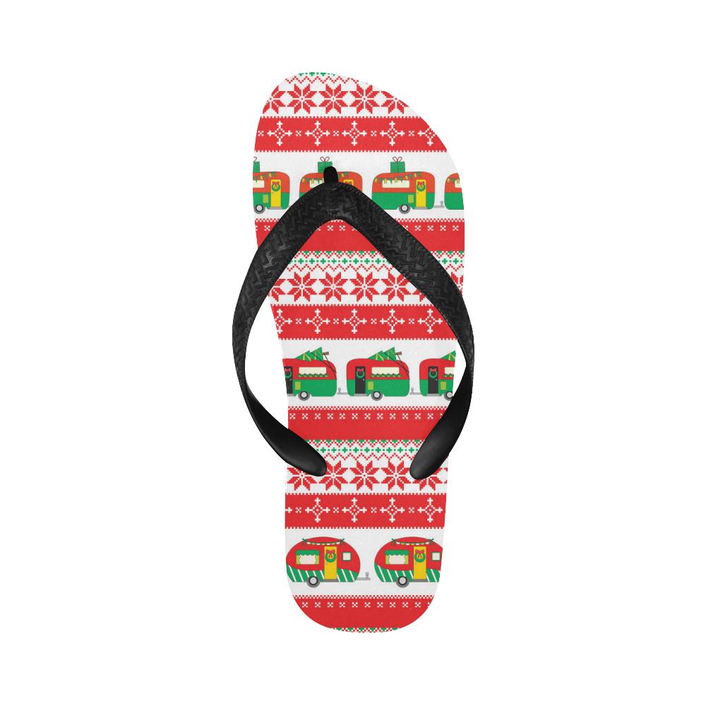 Camper Camping Ugly Christmas Design Print Flip Flops-JorJune