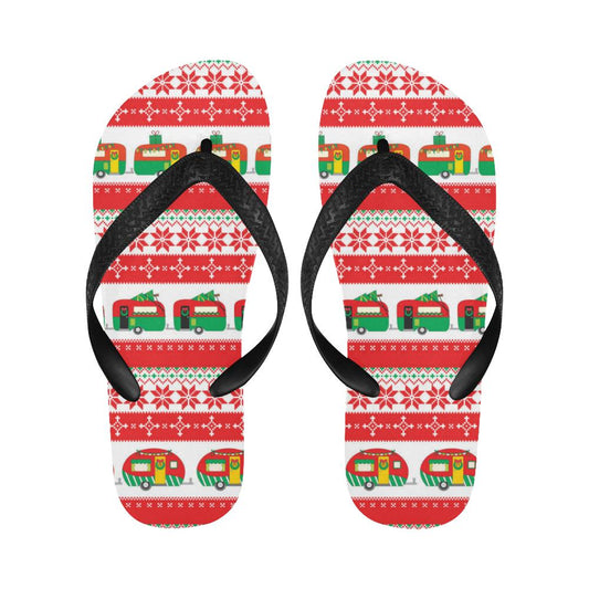 Camper Camping Ugly Christmas Design Print Flip Flops-JorJune