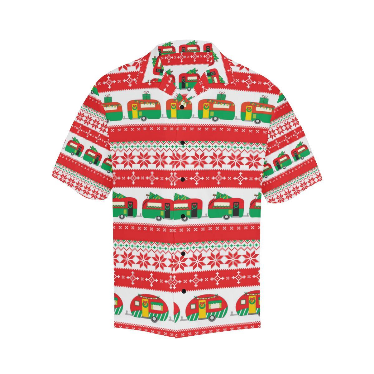 Camper Camping Ugly Christmas Design Print Men Hawaiian Shirt-JorJune