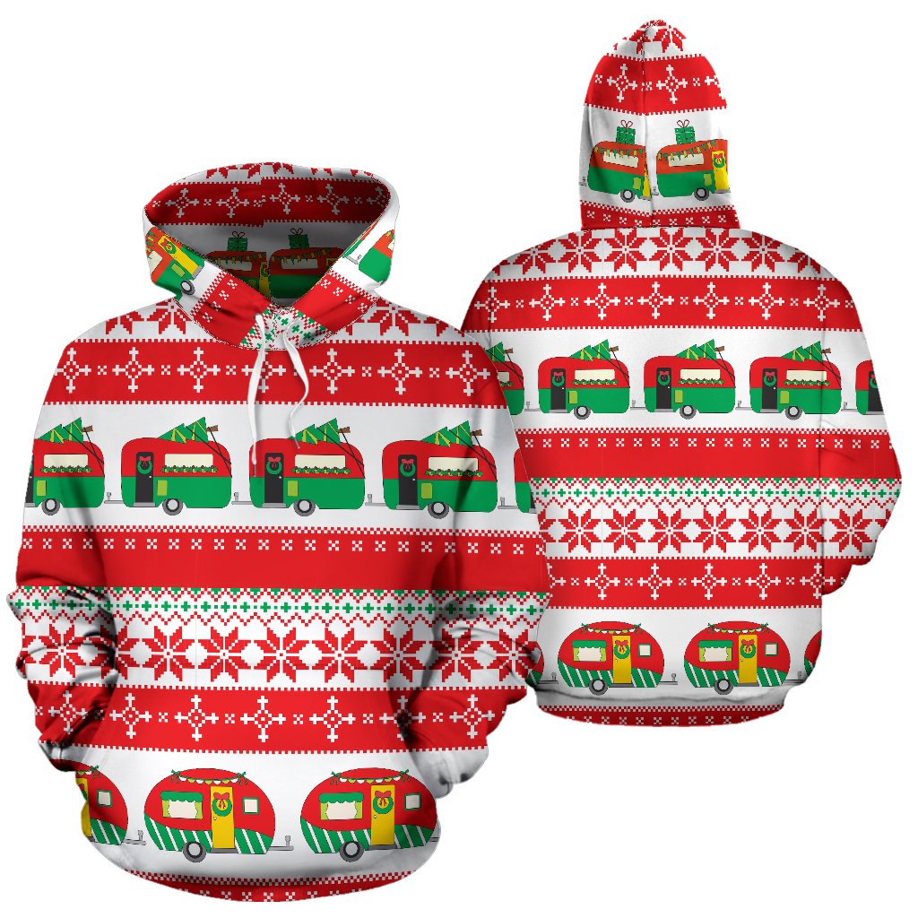 Camper Camping Ugly Christmas Design Print Pullover Hoodie