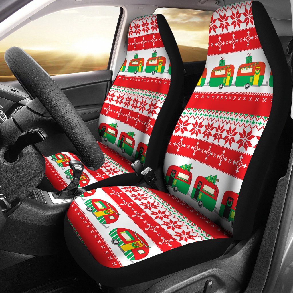 Camper Camping Ugly Christmas Design Print Universal Fit Car Seat Covers