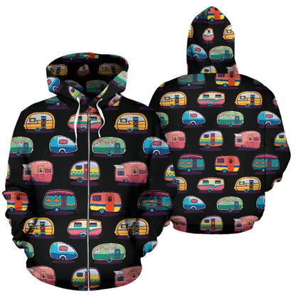 Camper Camping Women Men Zip Up Hoodie