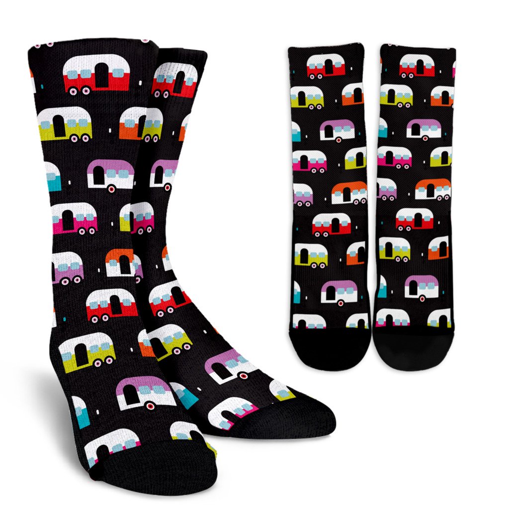 Camper Caravan Pattern Crew Socks