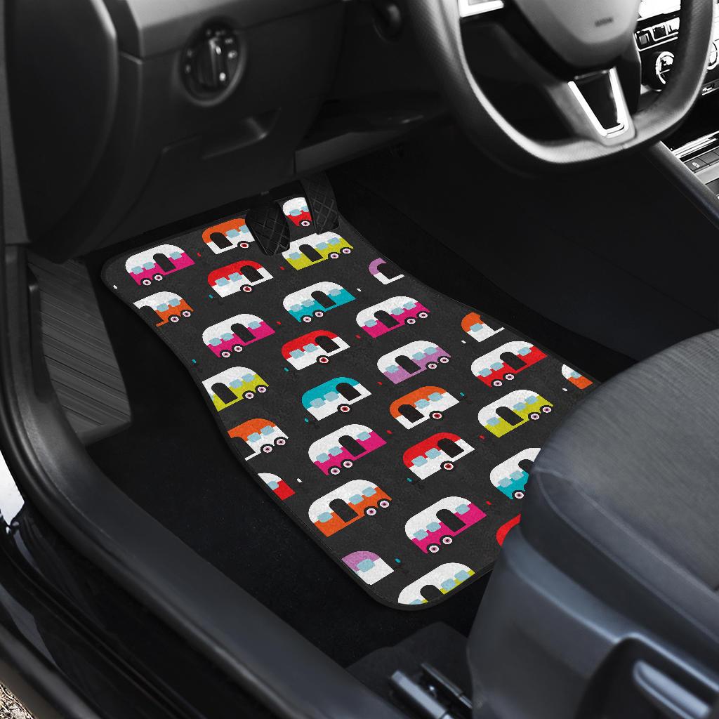 Camper Caravan Pattern Front and Back Car Floor Mats