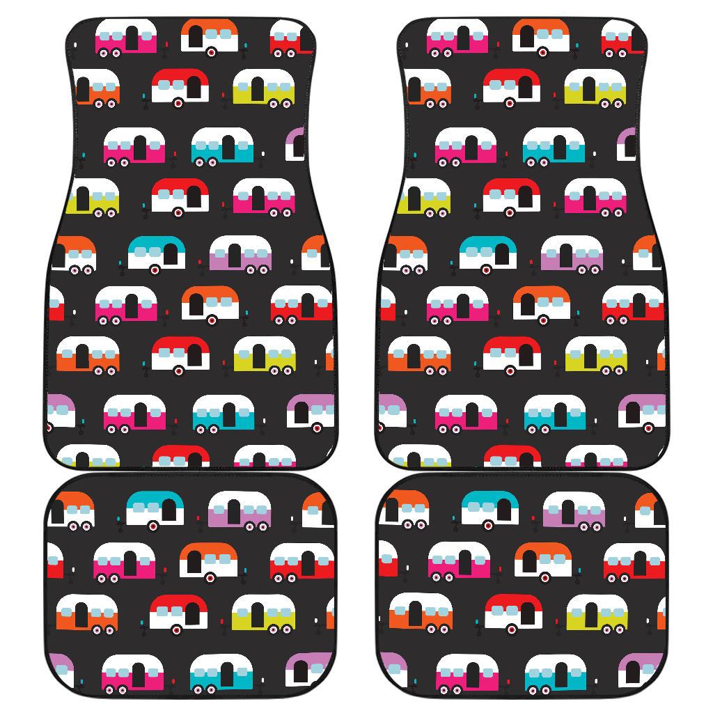 Camper Caravan Pattern Front and Back Car Floor Mats