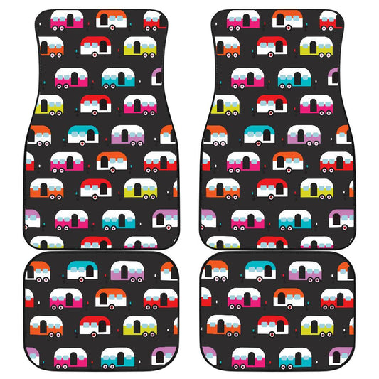 Camper Caravan Pattern Front and Back Car Floor Mats