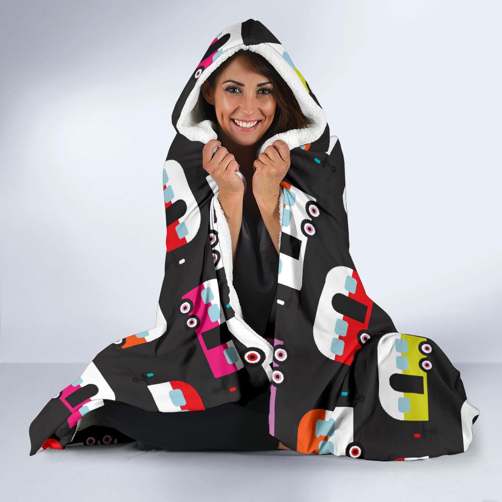 Camper Caravan Pattern Hooded Blanket-JORJUNE.COM