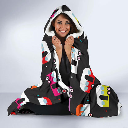 Camper Caravan Pattern Hooded Blanket-JORJUNE.COM