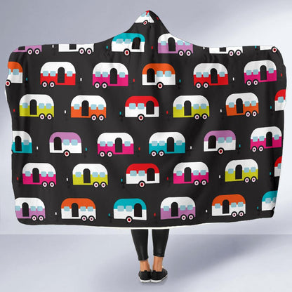 Camper Caravan Pattern Hooded Blanket-JORJUNE.COM