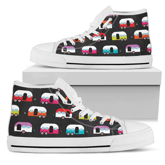 Camper Caravan Pattern Men High Top Shoes