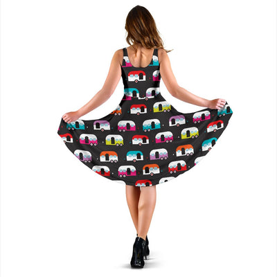 Camper Caravan Pattern Sleeveless Mini Dress