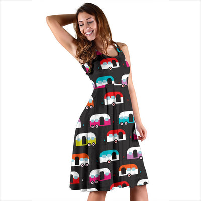 Camper Caravan Pattern Sleeveless Mini Dress