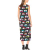 Camper Caravan Pattern Sleeveless Open Fork Long Dress